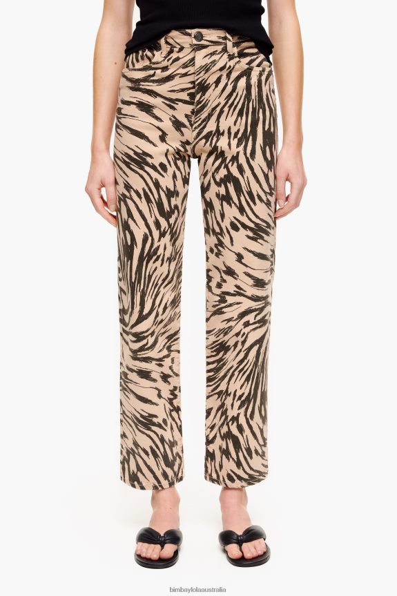 Clothing 4062VZ533 Natural Bimba Y Lola Straight Cropped - Butterfly Wing Print Jeans
