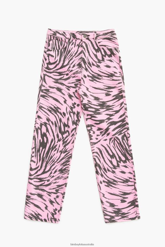 Clothing 4062VZ537 Pink Bimba Y Lola Straight Cropped - Butterfly Wing Print Straight Jeans