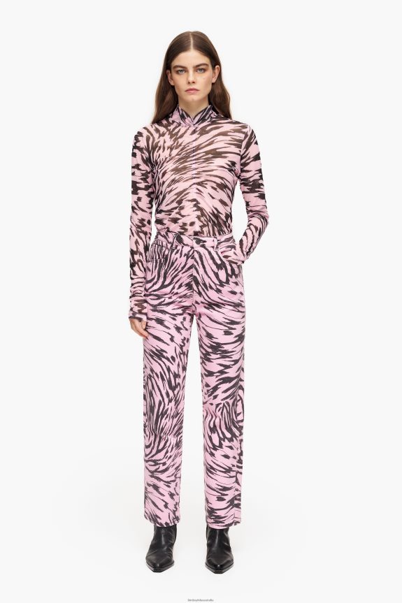 Clothing 4062VZ537 Pink Bimba Y Lola Straight Cropped - Butterfly Wing Print Straight Jeans