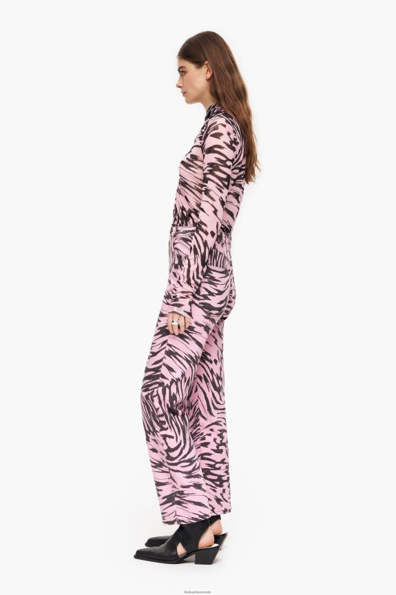 Clothing 4062VZ537 Pink Bimba Y Lola Straight Cropped - Butterfly Wing Print Straight Jeans