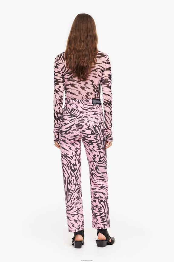 Clothing 4062VZ537 Pink Bimba Y Lola Straight Cropped - Butterfly Wing Print Straight Jeans