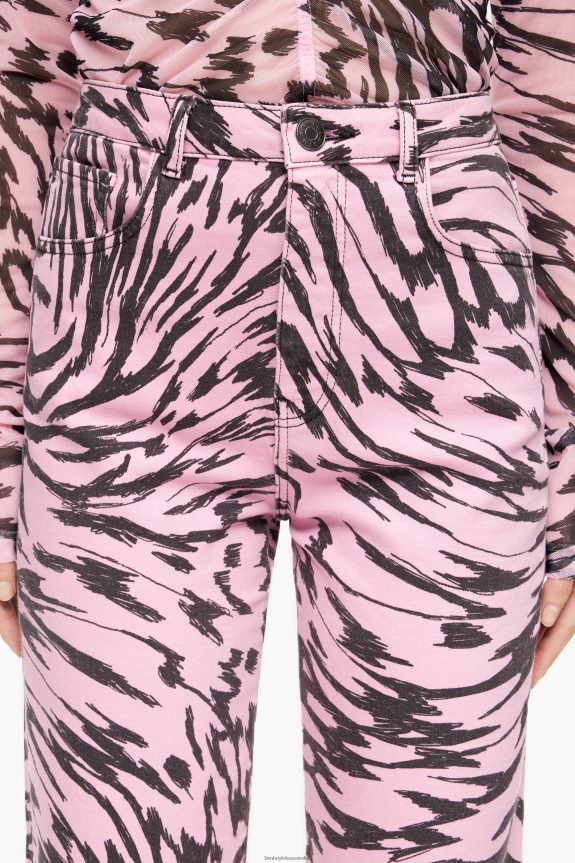 Clothing 4062VZ537 Pink Bimba Y Lola Straight Cropped - Butterfly Wing Print Straight Jeans