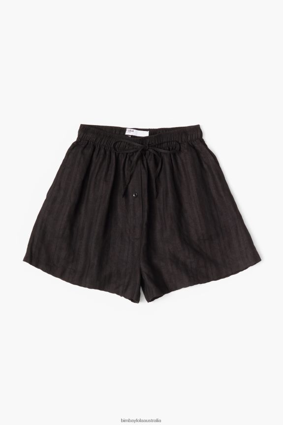 Clothing 4062VZ401 Black Bimba Y Lola Linen Bermuda Shorts