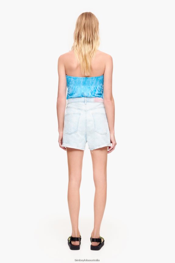Clothing 4062VZ422 Blue Bimba Y Lola Light Camouflage Panda Print Bermuda Shorts
