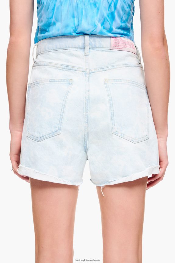 Clothing 4062VZ422 Blue Bimba Y Lola Light Camouflage Panda Print Bermuda Shorts