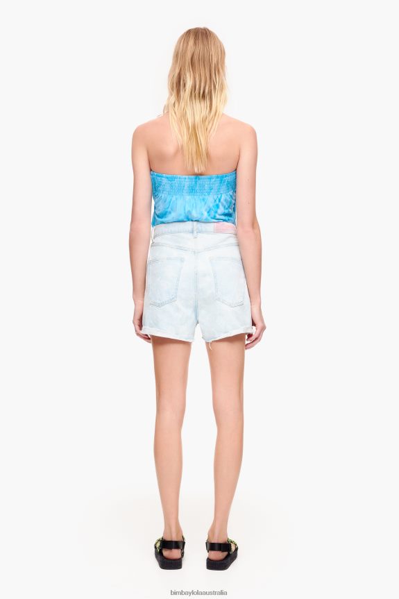 Clothing 4062VZ424 Blue Bimba Y Lola Light Camouflage Panda Print Bermuda Shorts