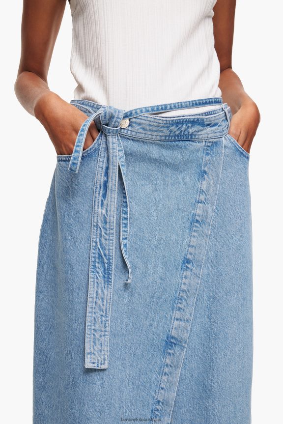 Clothing 4062VZ456 Blue Bimba Y Lola Denim Wrap Midi Skirt
