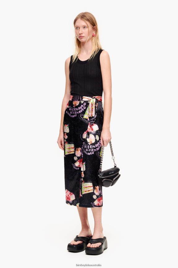 Clothing 4062VZ459 Nickname Bimba Y Lola Photo Print Wrap Skirt