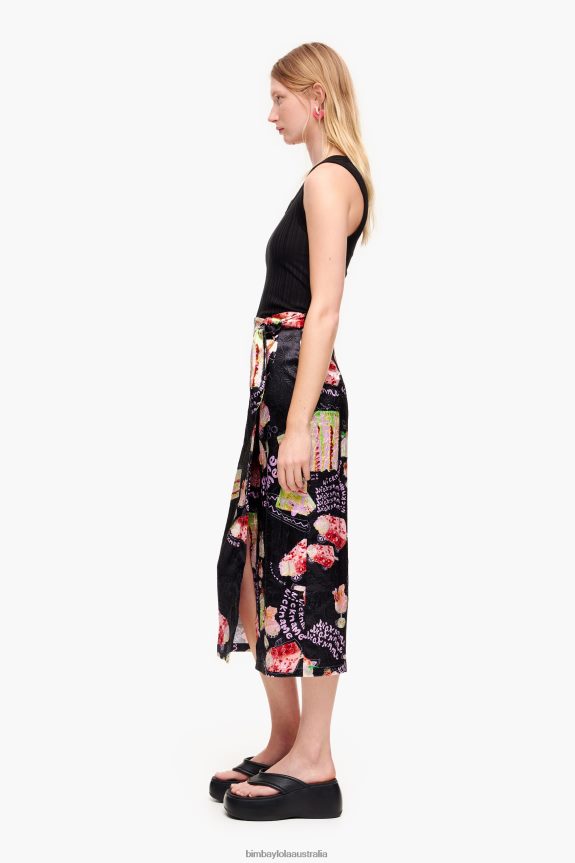 Clothing 4062VZ459 Nickname Bimba Y Lola Photo Print Wrap Skirt