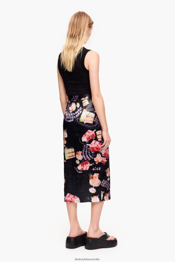 Clothing 4062VZ459 Nickname Bimba Y Lola Photo Print Wrap Skirt