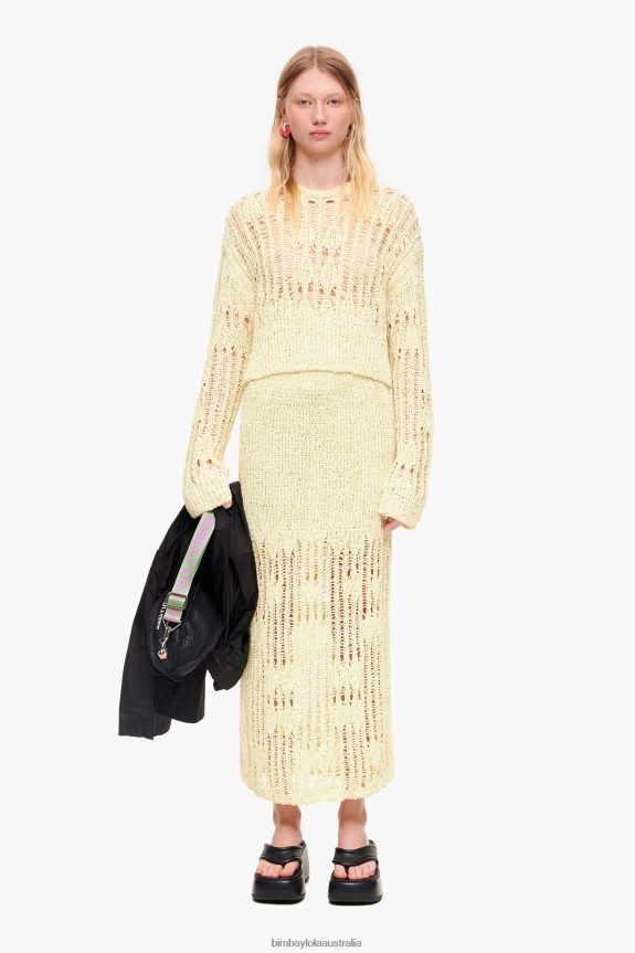Clothing 4062VZ461 Lime Green Bimba Y Lola Midi Knit Skirt