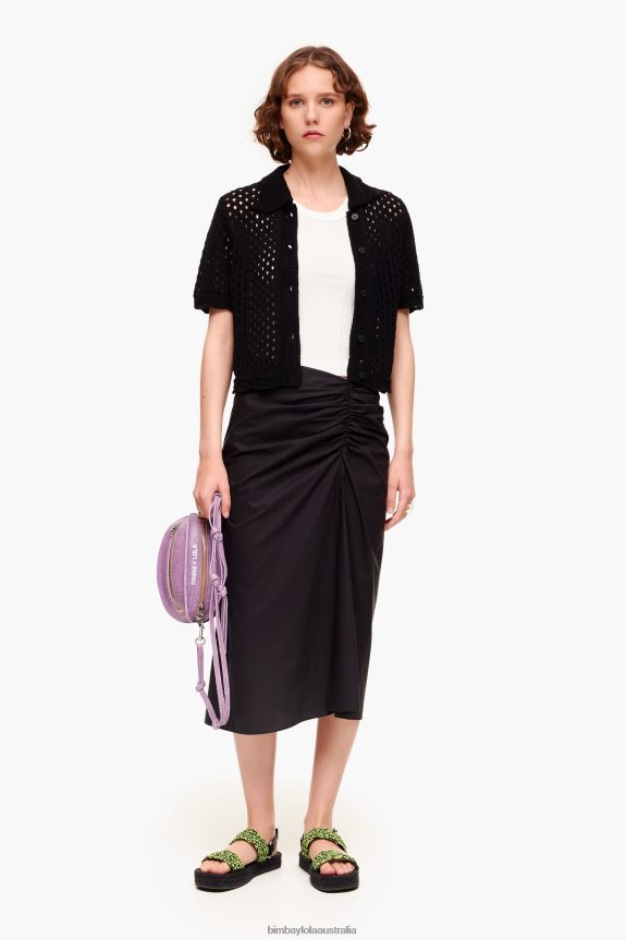 Clothing 4062VZ463 Black Bimba Y Lola Cotton Midi Skirt
