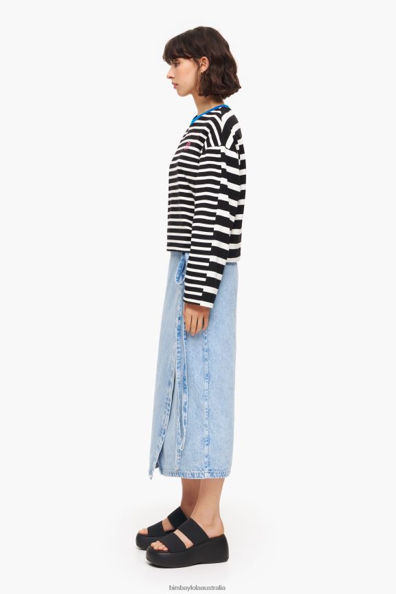 Clothing 4062VZ465 Blue Bimba Y Lola Denim Midi Wrap Skirt
