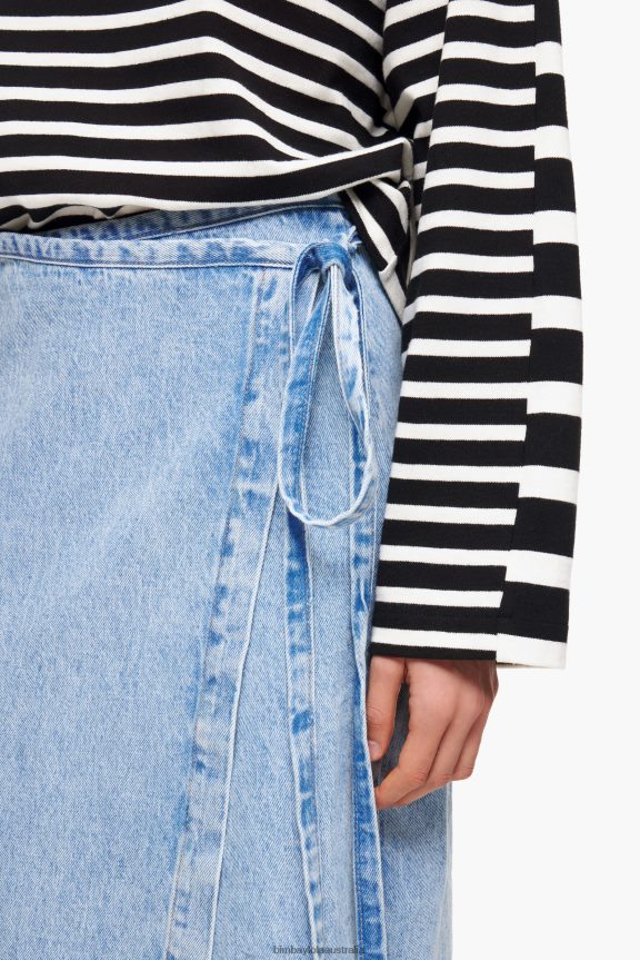 Clothing 4062VZ465 Blue Bimba Y Lola Denim Midi Wrap Skirt