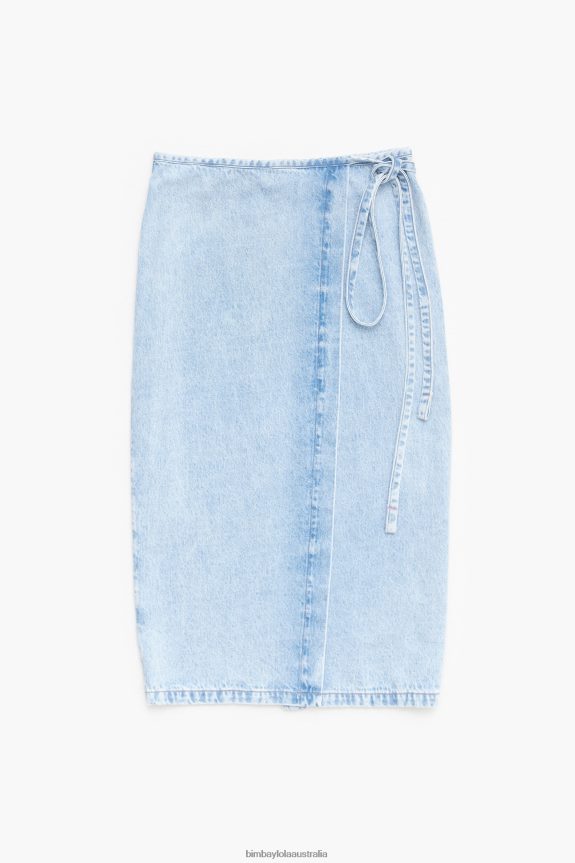 Clothing 4062VZ525 Blue Bimba Y Lola Denim Midi Wrap Skirt
