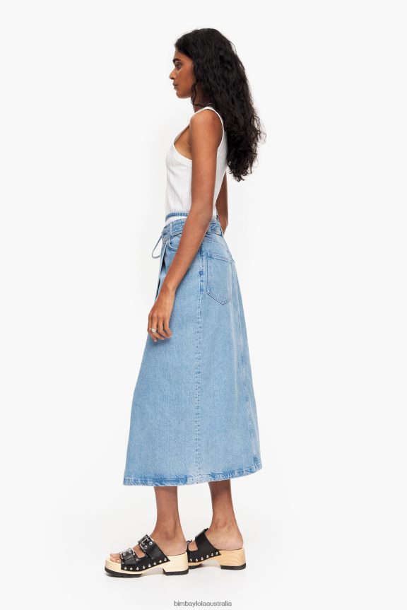 Clothing 4062VZ527 Blue Bimba Y Lola Denim Wrap Midi Skirt