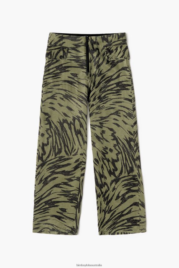 Clothing 4062VZ402 Flowing Bimba Y Lola Khaki Butterfly Wing Two-Tone Trousers