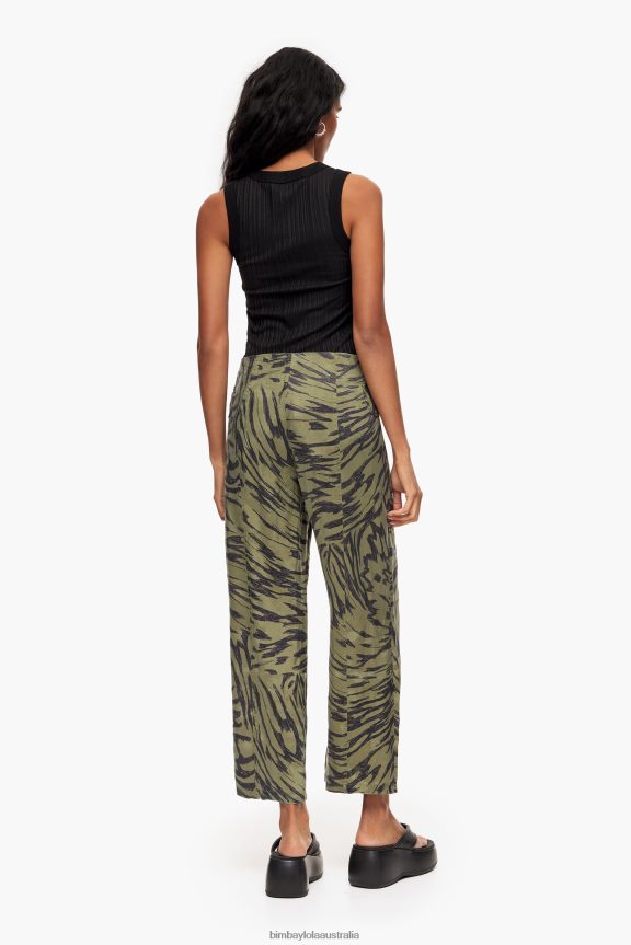 Clothing 4062VZ402 Flowing Bimba Y Lola Khaki Butterfly Wing Two-Tone Trousers