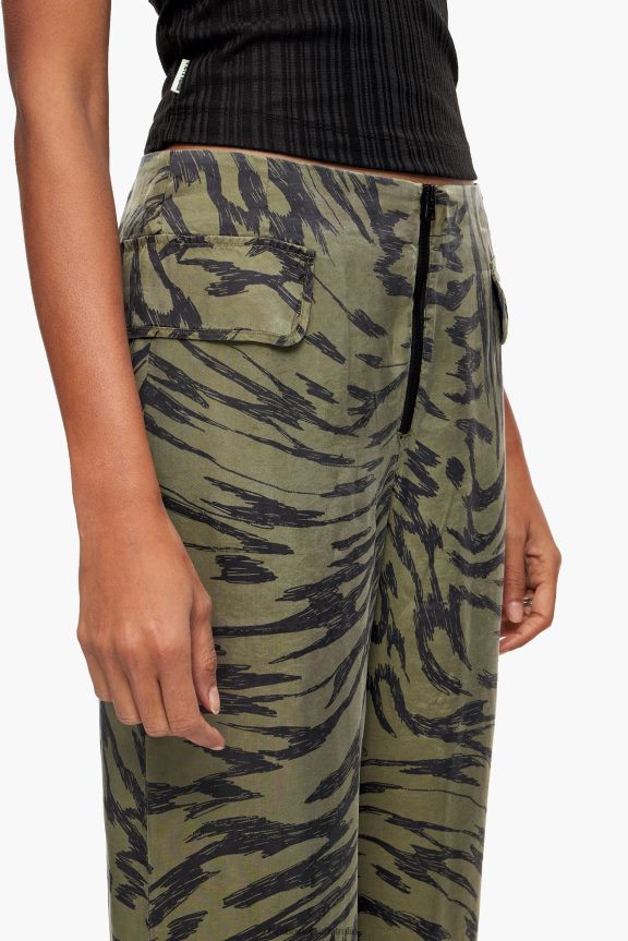 Clothing 4062VZ402 Flowing Bimba Y Lola Khaki Butterfly Wing Two-Tone Trousers