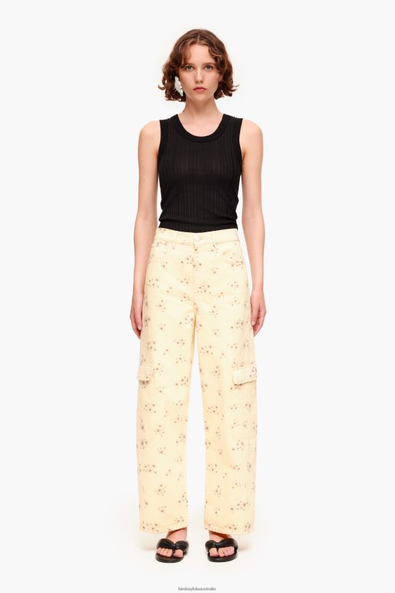 Clothing 4062VZ407 Ivory Bimba Y Lola Cargo - Acrylic Flowers Print Cargo Trousers