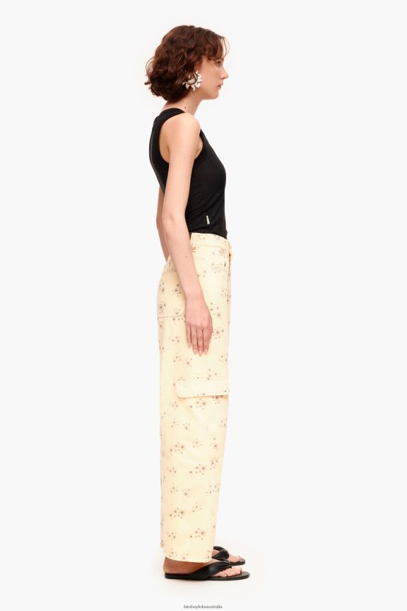 Clothing 4062VZ407 Ivory Bimba Y Lola Cargo - Acrylic Flowers Print Cargo Trousers