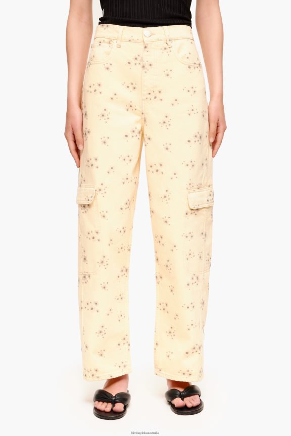Clothing 4062VZ407 Ivory Bimba Y Lola Cargo - Acrylic Flowers Print Cargo Trousers