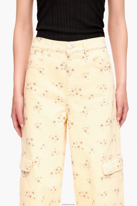 Clothing 4062VZ407 Ivory Bimba Y Lola Cargo - Acrylic Flowers Print Cargo Trousers