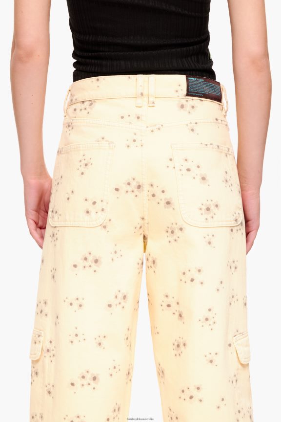Clothing 4062VZ407 Ivory Bimba Y Lola Cargo - Acrylic Flowers Print Cargo Trousers