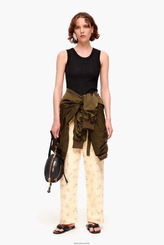 Clothing 4062VZ407 Ivory Bimba Y Lola Cargo - Acrylic Flowers Print Cargo Trousers