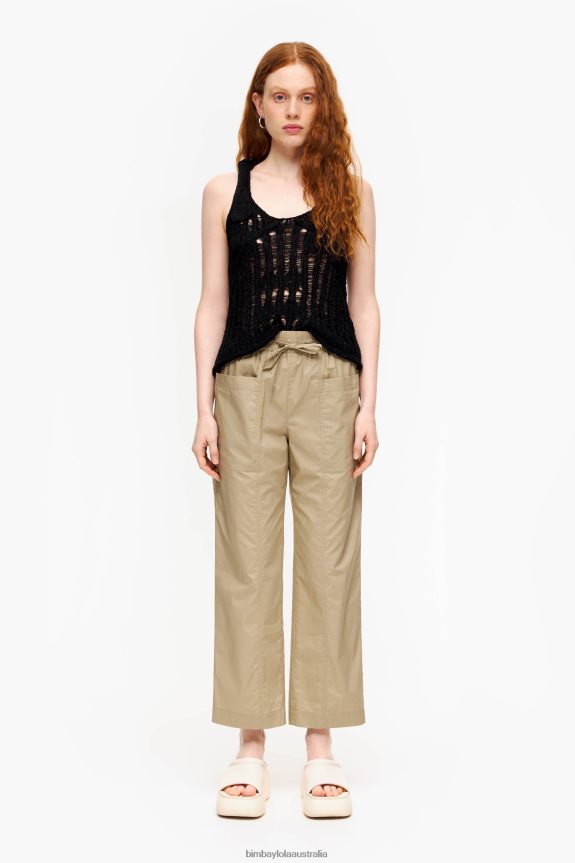 Clothing 4062VZ410 Khaki Bimba Y Lola Poplin Jogger Trousers