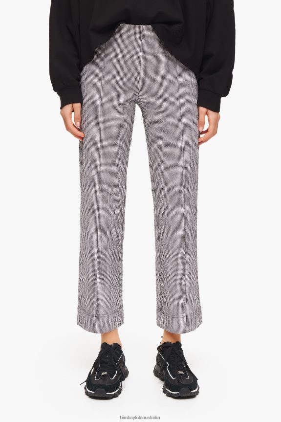 Clothing 4062VZ415 Black Bimba Y Lola Gingham Flared Trousers