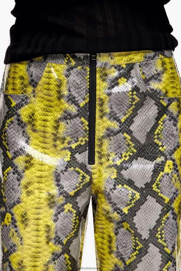 Clothing 4062VZ434 Yellow Bimba Y Lola Python Print Straight Trousers