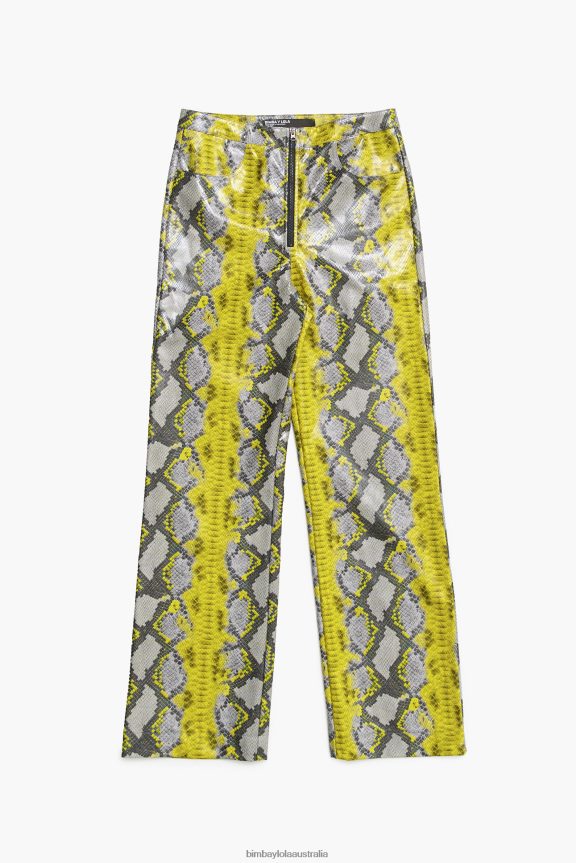 Clothing 4062VZ434 Yellow Bimba Y Lola Python Print Straight Trousers