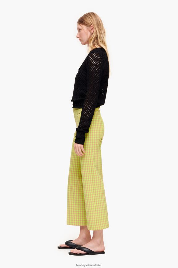 Clothing 4062VZ436 Lime And Brown Bimba Y Lola Stretch Gingham Trousers