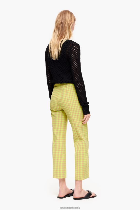 Clothing 4062VZ436 Lime And Brown Bimba Y Lola Stretch Gingham Trousers