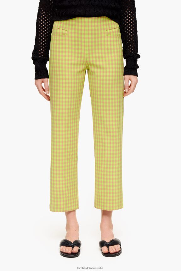 Clothing 4062VZ436 Lime And Brown Bimba Y Lola Stretch Gingham Trousers