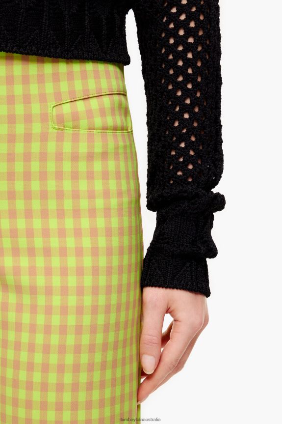 Clothing 4062VZ436 Lime And Brown Bimba Y Lola Stretch Gingham Trousers
