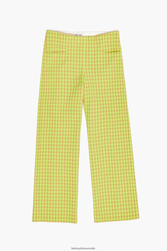 Clothing 4062VZ436 Lime And Brown Bimba Y Lola Stretch Gingham Trousers