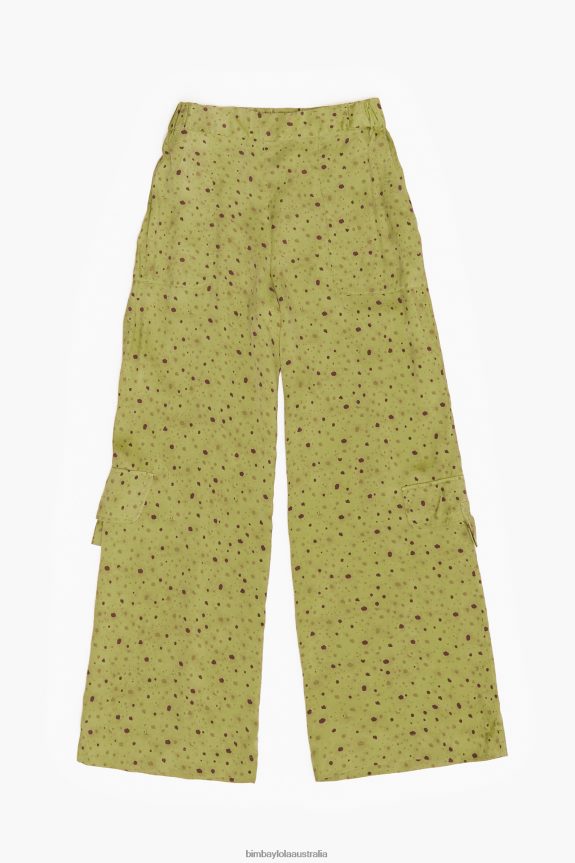 Clothing 4062VZ437 Khaki Bimba Y Lola Flowers Full Print Cupro Trousers