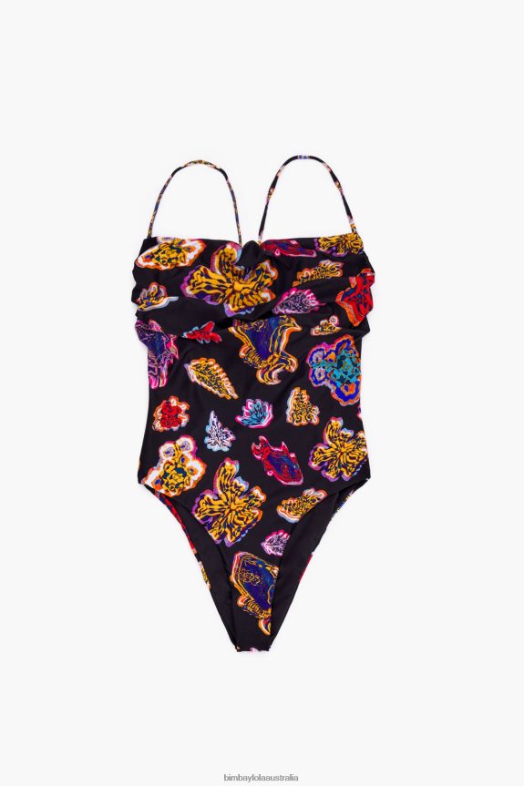 Clothing 4062VZ874 Black Bimba Y Lola Fish Sea Print Swimsuit
