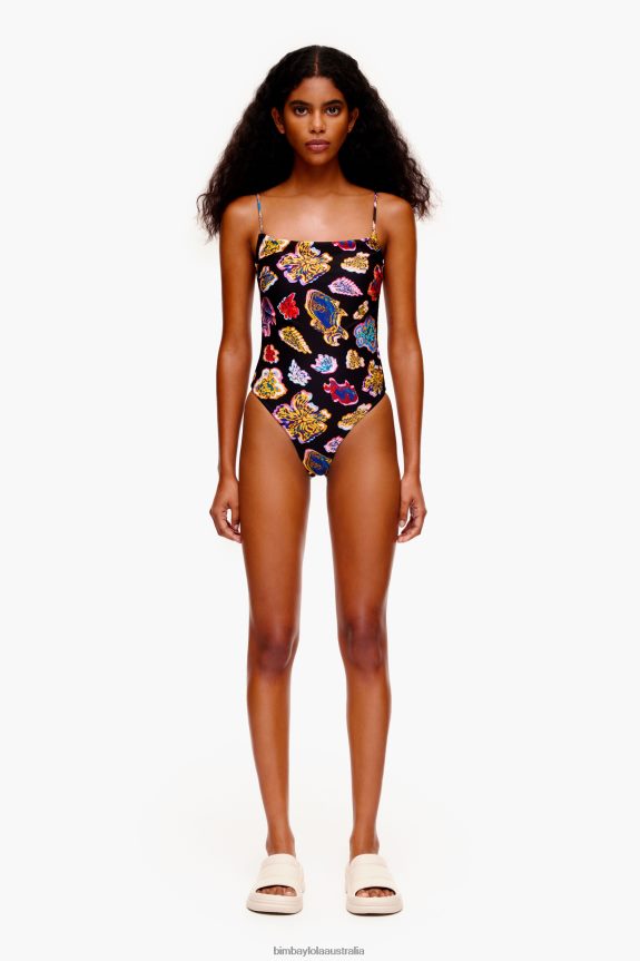 Clothing 4062VZ874 Black Bimba Y Lola Fish Sea Print Swimsuit