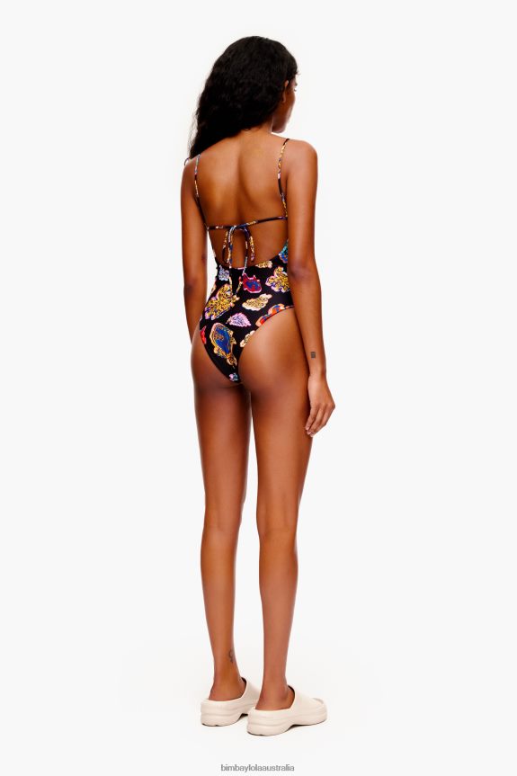 Clothing 4062VZ874 Black Bimba Y Lola Fish Sea Print Swimsuit