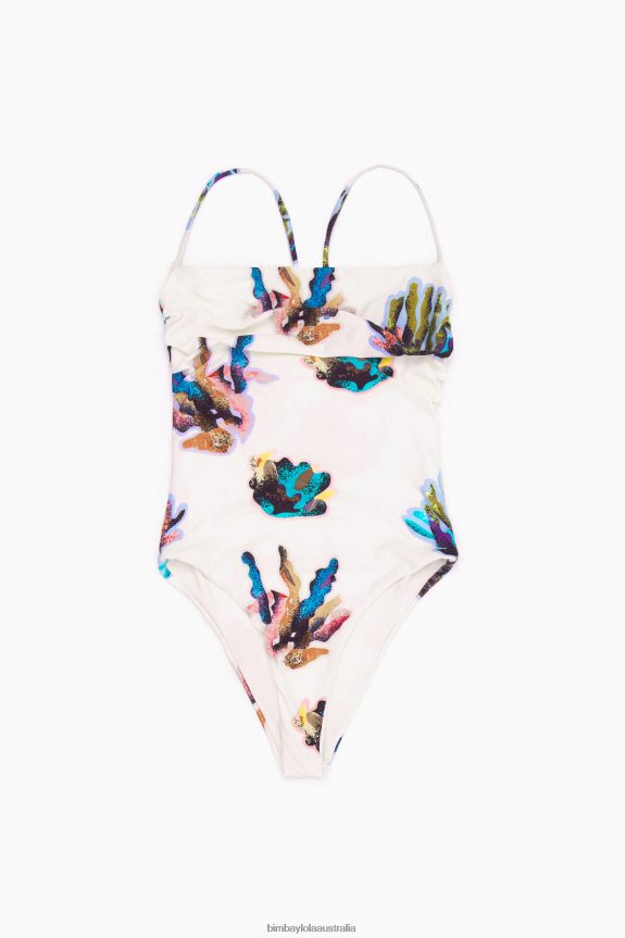Clothing 4062VZ875 Ivory Bimba Y Lola Coral Print Swimsuit