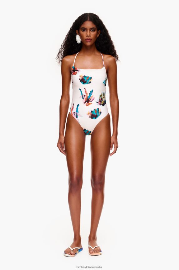 Clothing 4062VZ875 Ivory Bimba Y Lola Coral Print Swimsuit