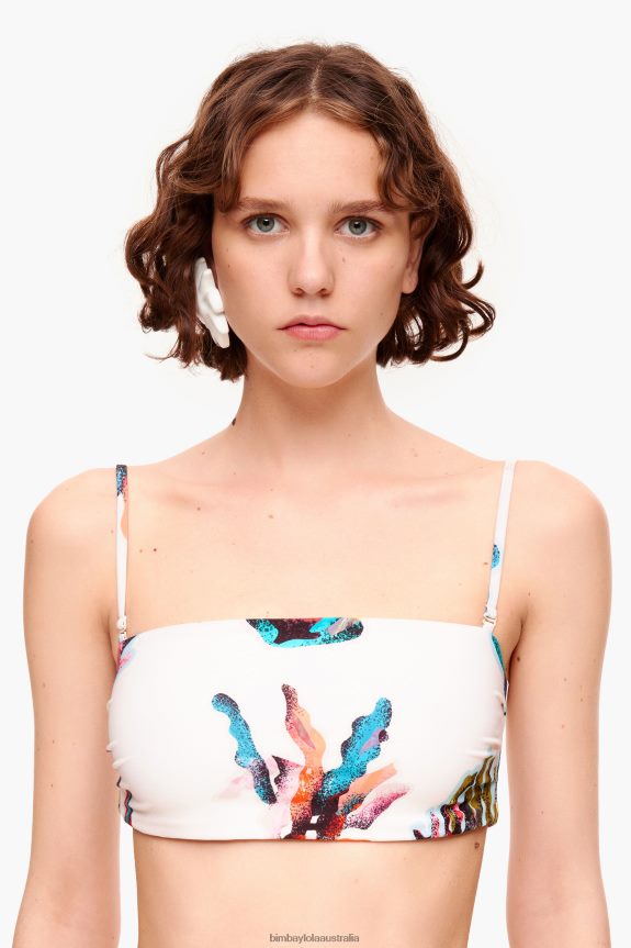 Clothing 4062VZ879 White Bimba Y Lola Coral Print Bikini