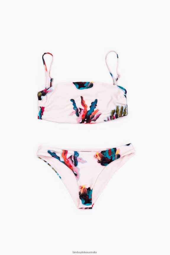 Clothing 4062VZ879 White Bimba Y Lola Coral Print Bikini