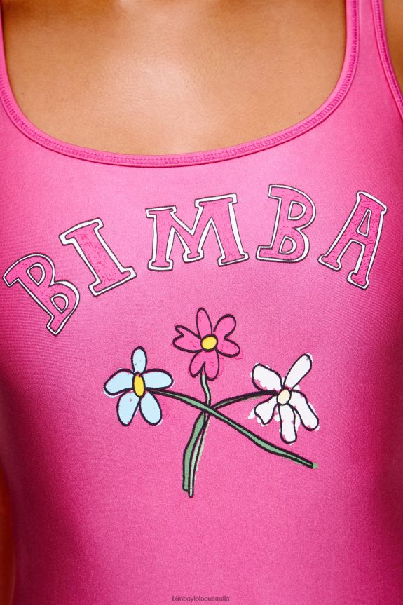 Clothing 4062VZ886 Pink Bimba Y Lola Flowers Logo Swimsuit