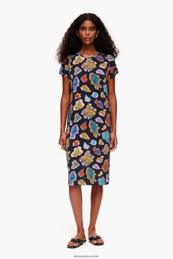 Clothing 4062VZ173 Black Bimba Y Lola Short Fish Sea Dress