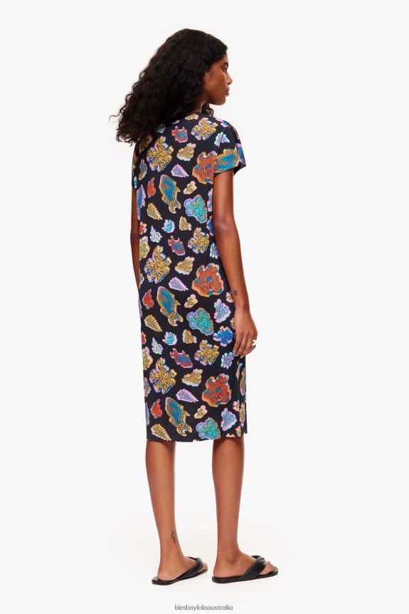 Clothing 4062VZ173 Black Bimba Y Lola Short Fish Sea Dress