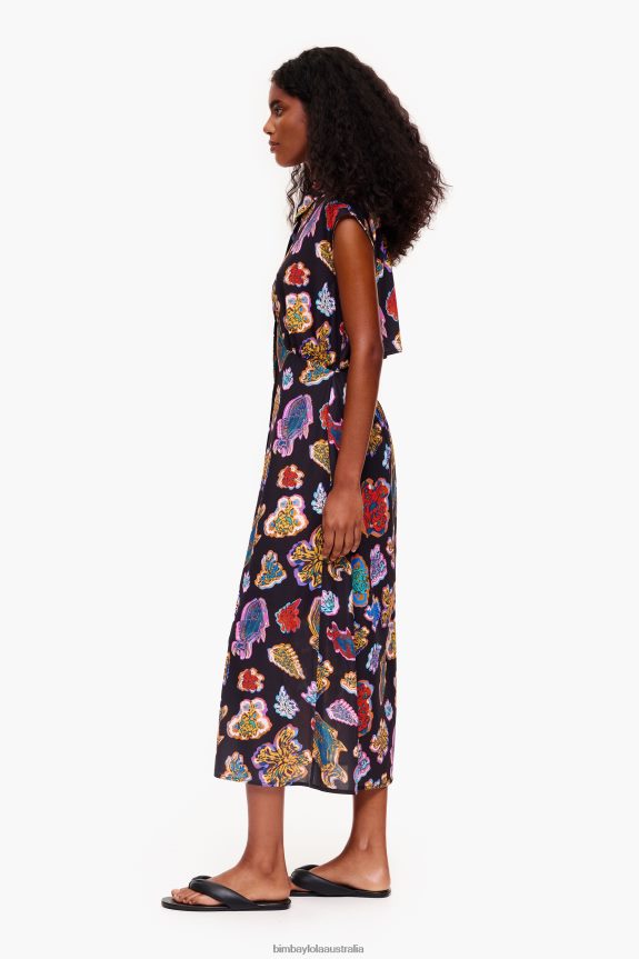 Clothing 4062VZ176 Black Bimba Y Lola Long Fish Sea Dress